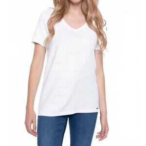 NEW PICADILLY v-neck textured knitted top in white